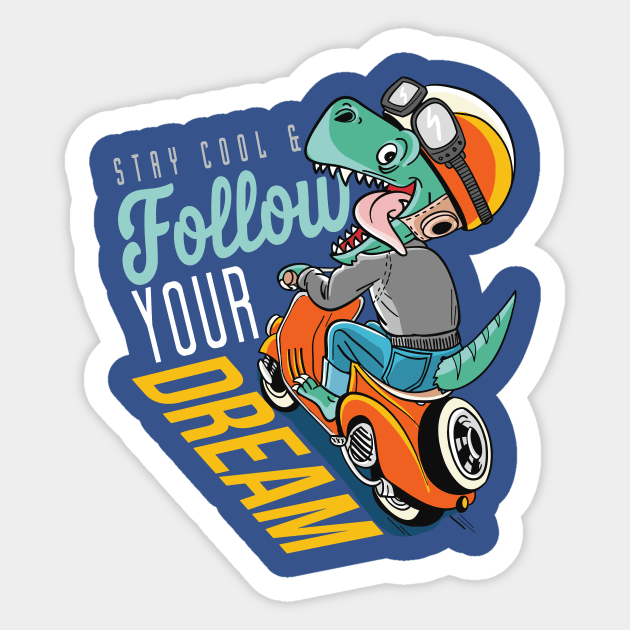 T-Rex Drives Scooter Sticker by WorldDinosaurs